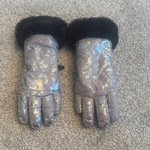 Silver and Black Winter Gloves north face